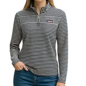 NEW Girls Vineyard Vines Striped Sankaty Performance Shep Shirt Navy Blue